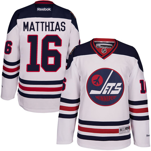 Mens Reebok Winnipeg Jets 16 Shawn Matthias Authentic White 2016 Heritage Classic NHL Jersey